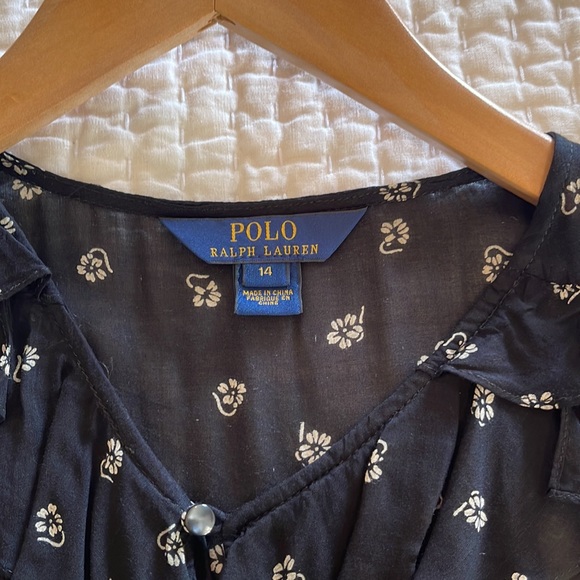 Polo Ralph Lauren kids light black blouse with cream print. Size 14 years - Picture 8 of 8